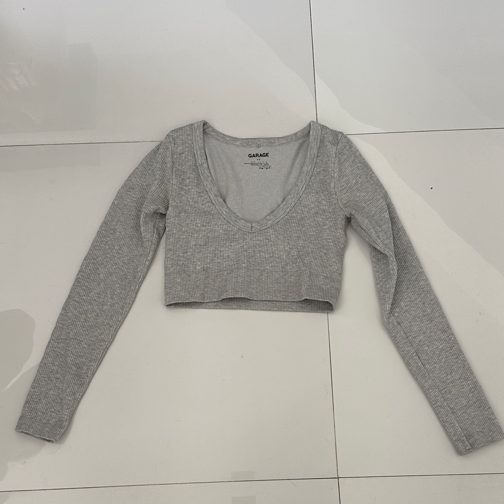 Garage Heather Gray V-Neck Crop Top
